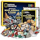 National Geographic Rock Collection for Kids – 200+ Piece Crystals and Gemstones Set includes Geodes and Real Fossils, Rocks 