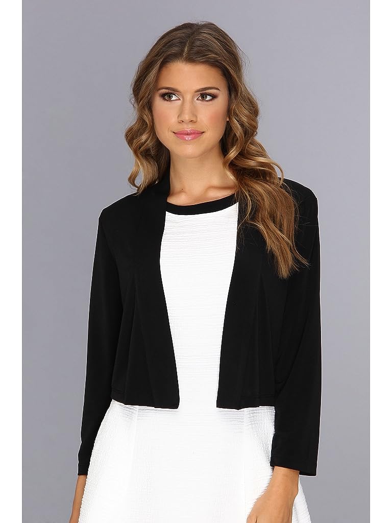 Black Calvin Klein 3/4 Sleeve Open Front Shrug