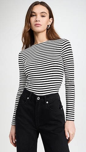 L'AGENCE Tess Crew Stripe Tee.