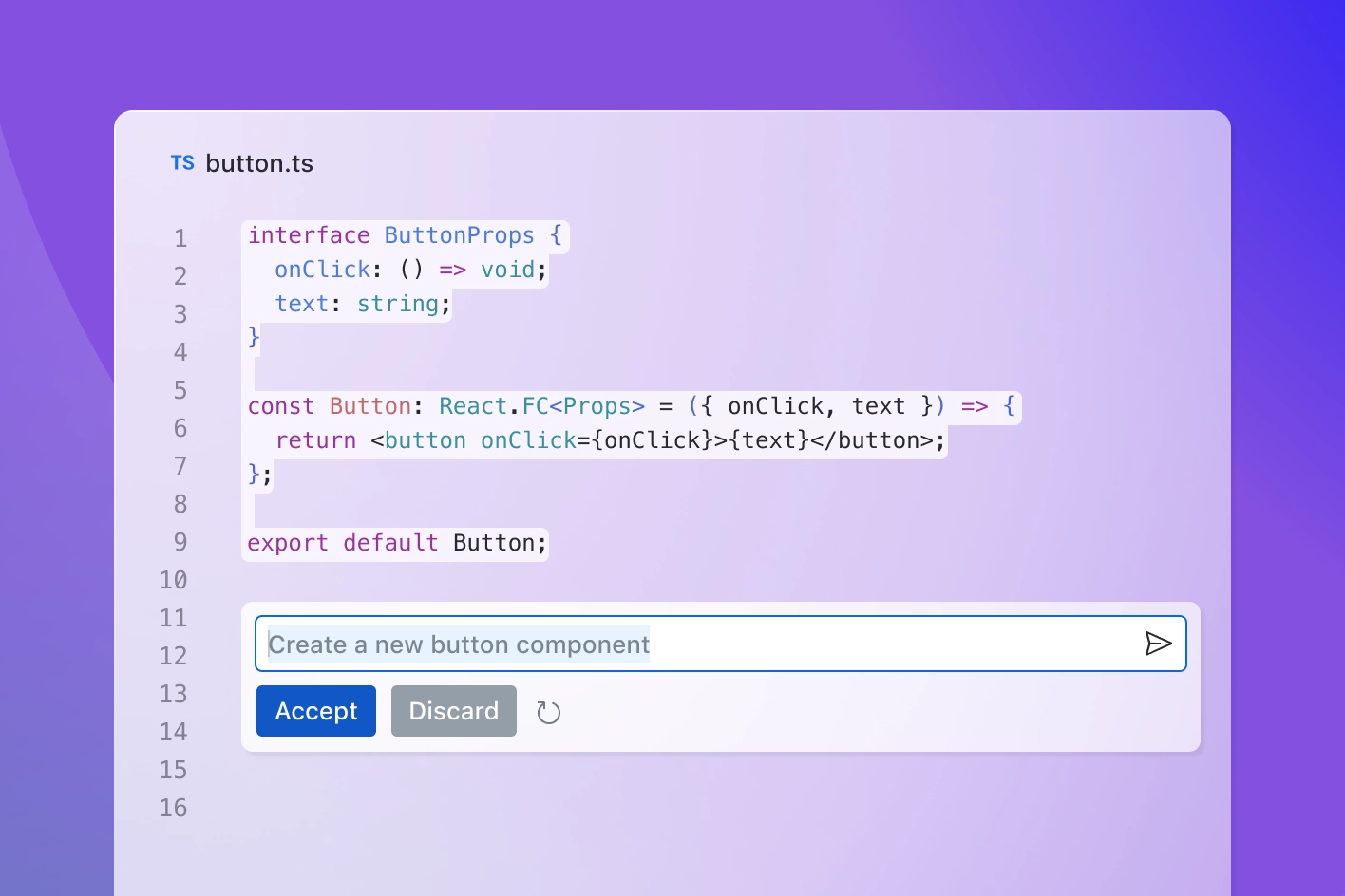 Editor with GitHub Copilot code suggestions in real time