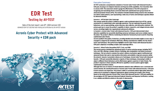 AV-TEST conducted a comprehensive evaluation of Acronis Cyber Protect with Advanced Security + EDR package from December 2023 to January 2024, focusing on the Endpoint Detection and Response (EDR) capabilities. The evaluation aimed to assess the effectiveness of the EDR component in detecting and neutralizing threats commonly associated with sophisticated actor groups known for advanced persistent threats (APTs). The assessment included detailed test scenarios simulating two different attack patterns, each representing a wide range of tactics and techniques typically used by advanced attackers.