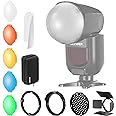 NEEWER Round Head Flash Accessories Kit for Z2 Z1 Speedlite, includes Barndoor, Grid, Filters, Dome Diffuser, Diffuser Panel,