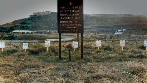 Jewish graves in Longis Common cemetery (digitally colourised). Credit: Alderney Museum.