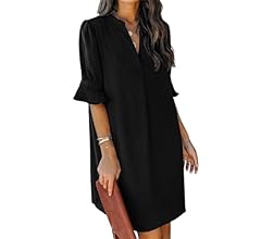 Summer Dresses for Women V Neck Ruffle Short Sleeve Casual Shift Dress