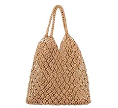 Cotton Rope Travel Beach Fishing Net Handbag Shopping Woven Shoulder Bag for Women Girls