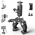 NEEWER Super Clamp with 3" Dual Ballhead Magic Arm, Cold Shoe, 1/4" Threads, Phone/Action Camera Mount Adapter for Desk Tripo