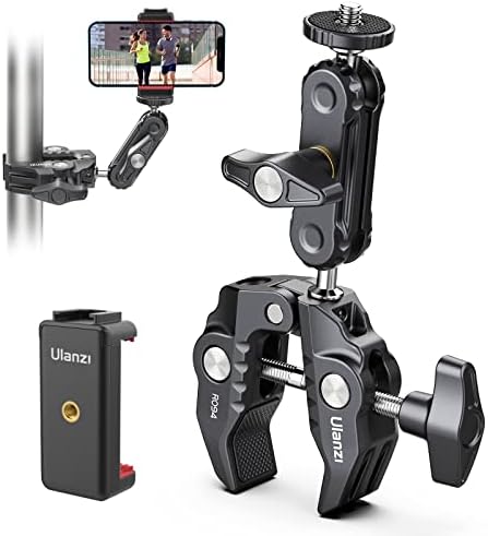 ULANZI Super Clamp Camera Clamp Mount Monitor 360° Ballhead Magic Arm Double Ball Head Adapter with 1/4"-20 & 3/8"-16 Thread ST-07 Phone Tripod Mount