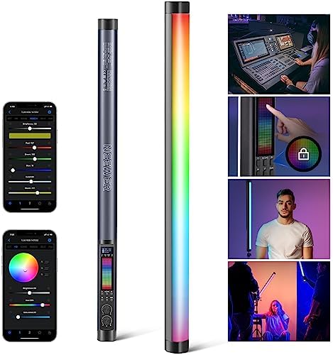 NEEWER TL60 RGB Tube Light, Full Color RGBWW Photography Handheld LED Video Lighting Wand Stick Supports APP/2.4G/DMX Control, 7 Pixel Effects 18 Scenes, 2500K-10000K CRI97+ TLCI98+, 3000mAh Battery