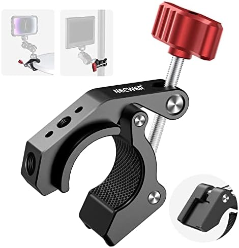 NEEWER Super Clamp with Cold Shoe and 1/4" 3/8" Threaded Holes, Max Load 4.4lb/2kg, Crab Shaped Camera Clamp Mount for Most Photography Accessories, Compatible with SmallRig Magic Arms, ST81