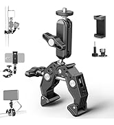 NEEWER Super Clamp with 3" Dual Ballhead Magic Arm, Cold Shoe, 1/4" Threads, Phone/Action Camera ...