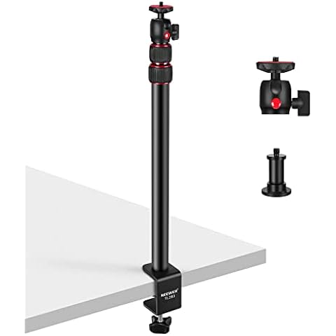 NEEWER Extendable Camera Desk Mount with 1/4" Ball Head, 17”-40” Adjustable Table Light Stand with 1/4" screw Adapter and C Clamp for DSLR Camera, Ring Light, Live Stream, Vlog, Max Load: 6.6lb/3kg