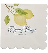 Christian Art Gifts Inspirational Scripture Napkin Set for Home & Kitchen: Rejoice Always Encoura...