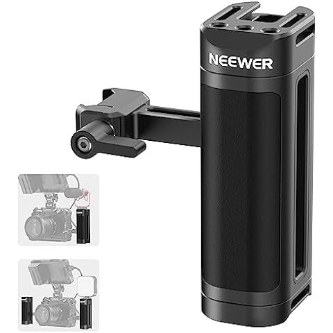 NEEWER Lightweight NATO Side Handle Handgrip Aluminum with Universal NATO Clamp Up & Down Adjustable, 1/4" Threads, Cold Shoe, Camera Cage Handle Compatible with SmallRig NEEWER Cage Rig, CA023H