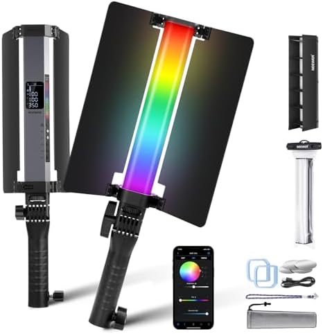 NEEWER RGB1 LED Tube Light Stick with Metal Barndoor, Handle, Touch Bar/APP Control, Magnetic Handheld RGB Video Light, 3200K-5600K CRI98+ Dimmable Photography Lighting with 6400mAh Battery, 17 Scenes