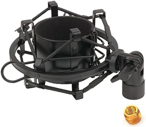 ZRAMO TH106 Black Spider Universal Microphone Shock Mount Holder Adapter Clamp Clip 48-51MM Large Diameter Studio Condenser Mic Anti-Vibration Mic Holder for AT2020 AT2500