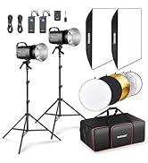 NEEWER 600Ws Studio Monolight Flash Light Kit: 2 Pack S101-300W 5600K Strobe Lights with 150W Mod...