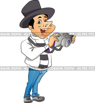 Vector of man with digital camera.