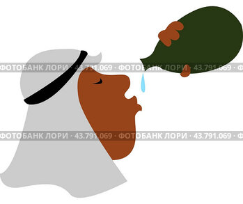 Man drinking water, illustration, vector on white background.