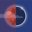 Vector illustration of total lunar and total solar eclipse on the sky.