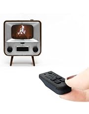 TinyTV 2 - Portable Retro Television with Working Rotary knobs - Load Your own Videos Easily via USB onto Your own minature TV (Brown)