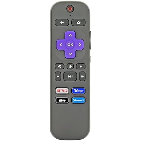 Replacement RC-EL1 / RC-EL2 Universal Streaming Player Remote Control for Roku Streaming Sticks, Players and TVs with Voice. RCEL1 / RCEL2 Remote Control with Voice and App Shortcut Keys. [RF]