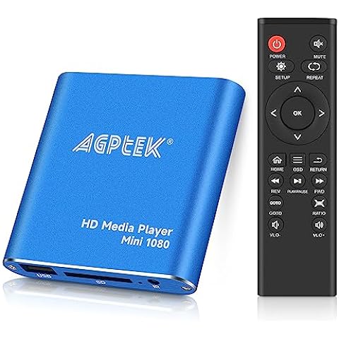 HDMI Media Player, Blue Mini 1080p Full-HD Ultra HDMI MP4 Player for -MKV/RM/ MP4 / AVI etc- HDD USB Flash Drive/HDD and SD Card