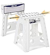 Delxo 16” Folding Step Stool in White,1 Pack Premium Heavy Duty Foldable Foot Stool for Adults,Po...