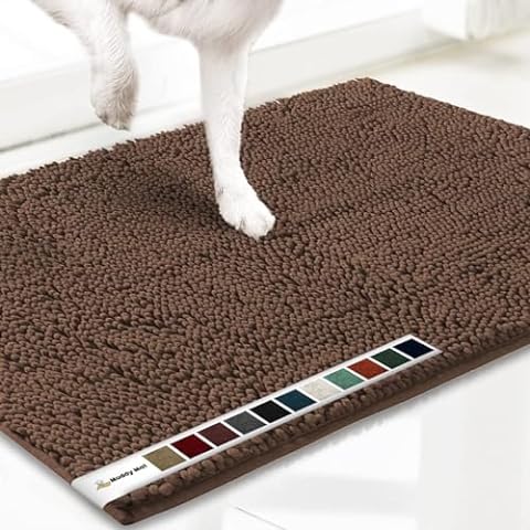 Muddy Mat® AS-SEEN-ON-TV Highly Absorbent Microfiber Door Mat and Pet Rug, Non Slip Thick Washable Area and Bath Mat Soft Chenille for Kitchen Bathroom Bedroom Indoor and Outdoor - Brown Large 35"X24"