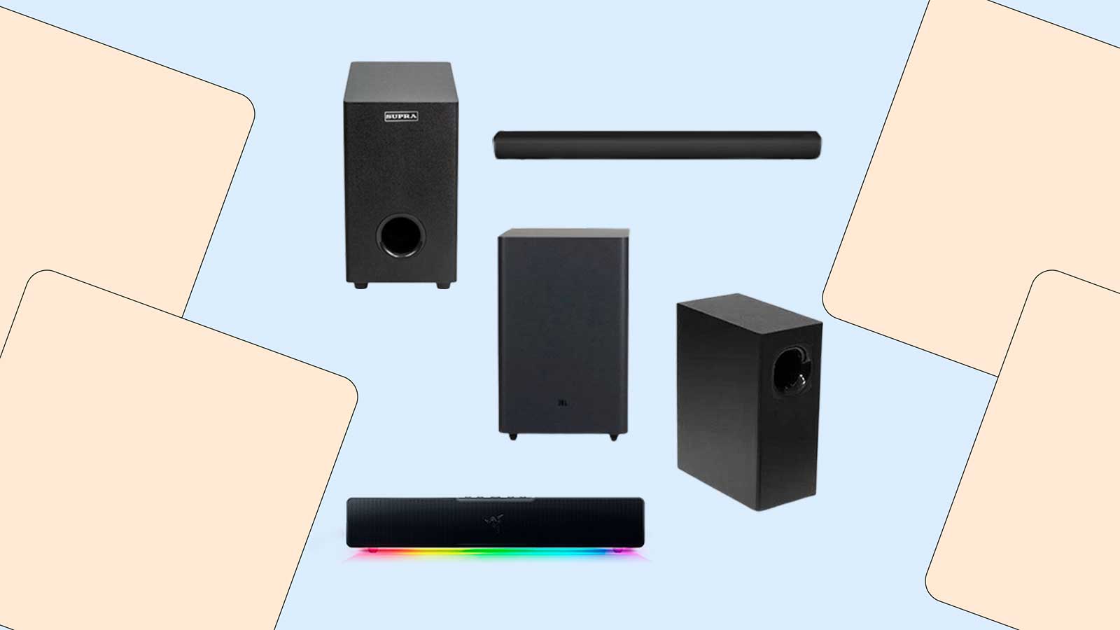 <p>Xiaomi Redmi TV Soundbar ( MDZ-34-DA );&nbsp;Supra SSB-201;&nbsp;Razer Leviathan V2 X;&nbsp;DEXP V260;&nbsp;JBL Bar 2.1 Deep Bass</p>