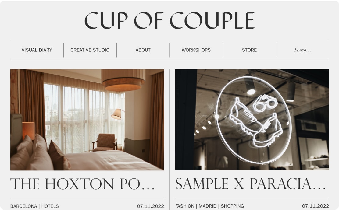 Screenshot der Cup of Couple-Website